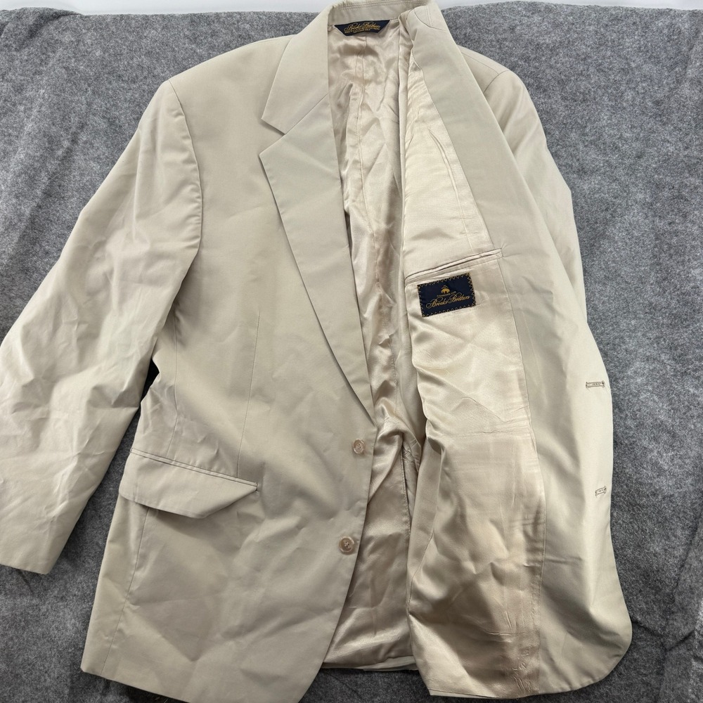 Brooks Brothers Blazer Mens 42 Beige Two Button Sport Coat Made in USA - Picture 6 of 16